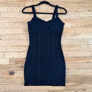 Dynamite Metallic Navy Bodycon Bandage Dress - Small